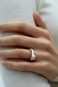 Fingerring • Ferskvandperle • Sølv