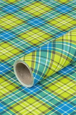 Gavepapir • 10 m • Grøn & Gul tartan