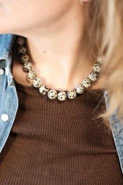 Halskæde • Håndlavet • Halvædelsten • Dalmatiner