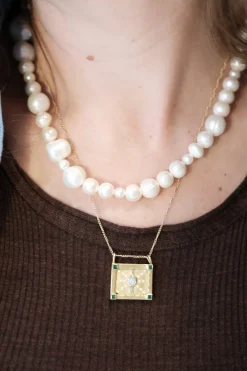 Halskæde • Håndlavet • Perle • Ferskvandsperler