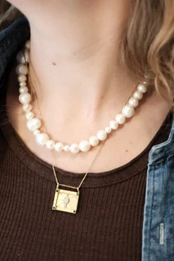 Halskæde • Håndlavet • Perle • Ferskvandsperler