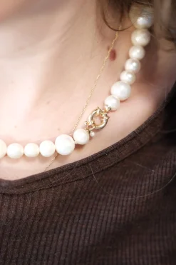 Halskæde • Håndlavet • Perle • Ferskvandsperler