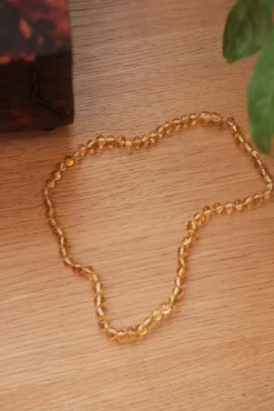 Halskæde • Ravperler • Poleret • Honning