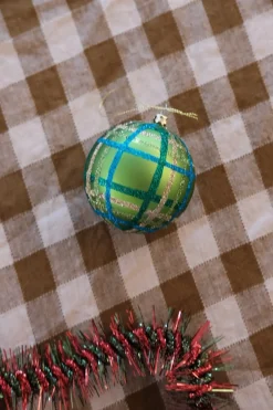 Julepynt • Kugle • Skotskternet • Lime • 1 stk