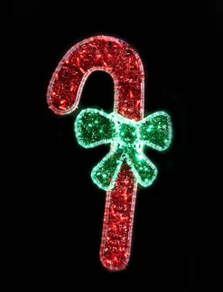 Julepynt • Sukkerstok • Rød med lys i • 110 cm