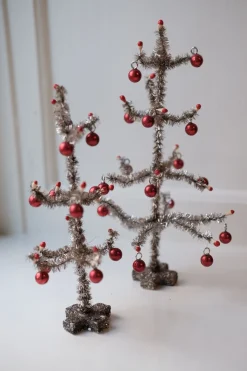 Juletræ • Sølv Glitter • Kugler • Stor