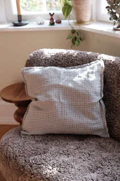 Pudevår • Hør • 50x50 • Grå Blå tern