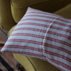 Pudevår • Hør • 30x40 • Hvid og Rød Strib