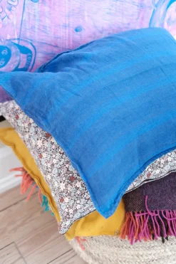 Pudevår • Hør • 50x70 cm • Rayure Indigo