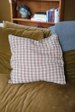 Pudevår • Hør • 50x50 cm • Tartan Sienne Vert