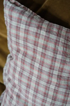 Pudevår • Hør • 50x50 cm • Tartan Sienne Vert