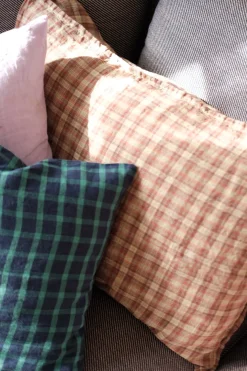 Pudevår • Hør • 50x70 cm • Tartan Sienne Vert