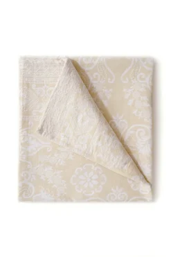 Sengetæppe • Damask • Vævet • Creme