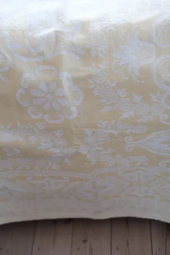 Sengetæppe • Damask • Vævet • Gul
