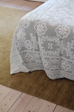 Sengetæppe • Damask • Vævet • Mørkegrøn