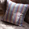 Silkepude • Håndvævet Råsilke • 50x50• Lilla, Rød og Grå • Strib