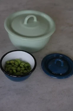 Snackskål med Låg • Emalje • Petroleum