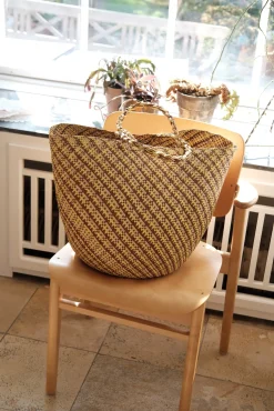 Taske • Palmeblade • Gul & sort • Stor