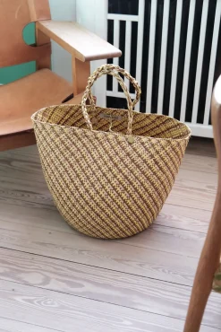 Taske • Palmeblade • Gul & sort • Stor