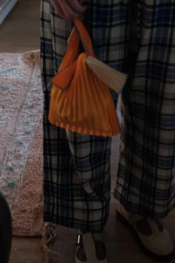 Taske • Plisseret • Bio nedbrydelig • Mini • Orange & Beige