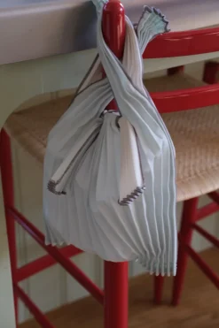 Taske • Plisseret • Bio nedbrydelig • Mini • Lysegrøn & Hvid