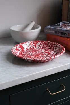 Tærtefad • Emalje • Splatter rød • UDGÅR