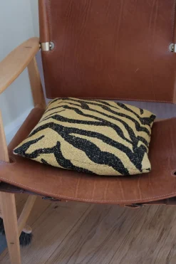 Uldpude • 45x45 cm • Zebra • Gul