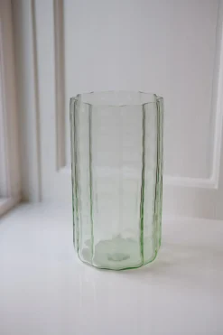 Vase • Glas • Transparent Grøn • Lille