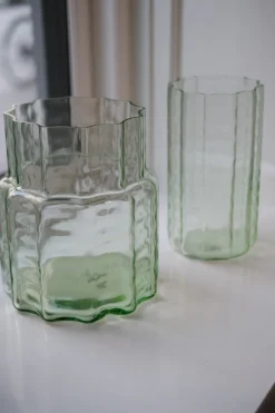 Vase • Glas • Transparent Grøn • Lille