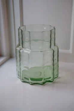 Vase • Glas • Transparent Grøn • Mellem