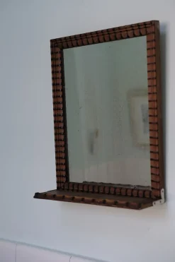 Vintage • Spejl • Træ m. lille hylde