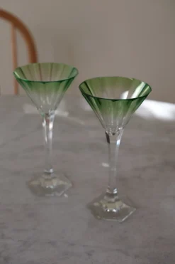 Vintage Vinglas • Krystal • Glas • Grøn