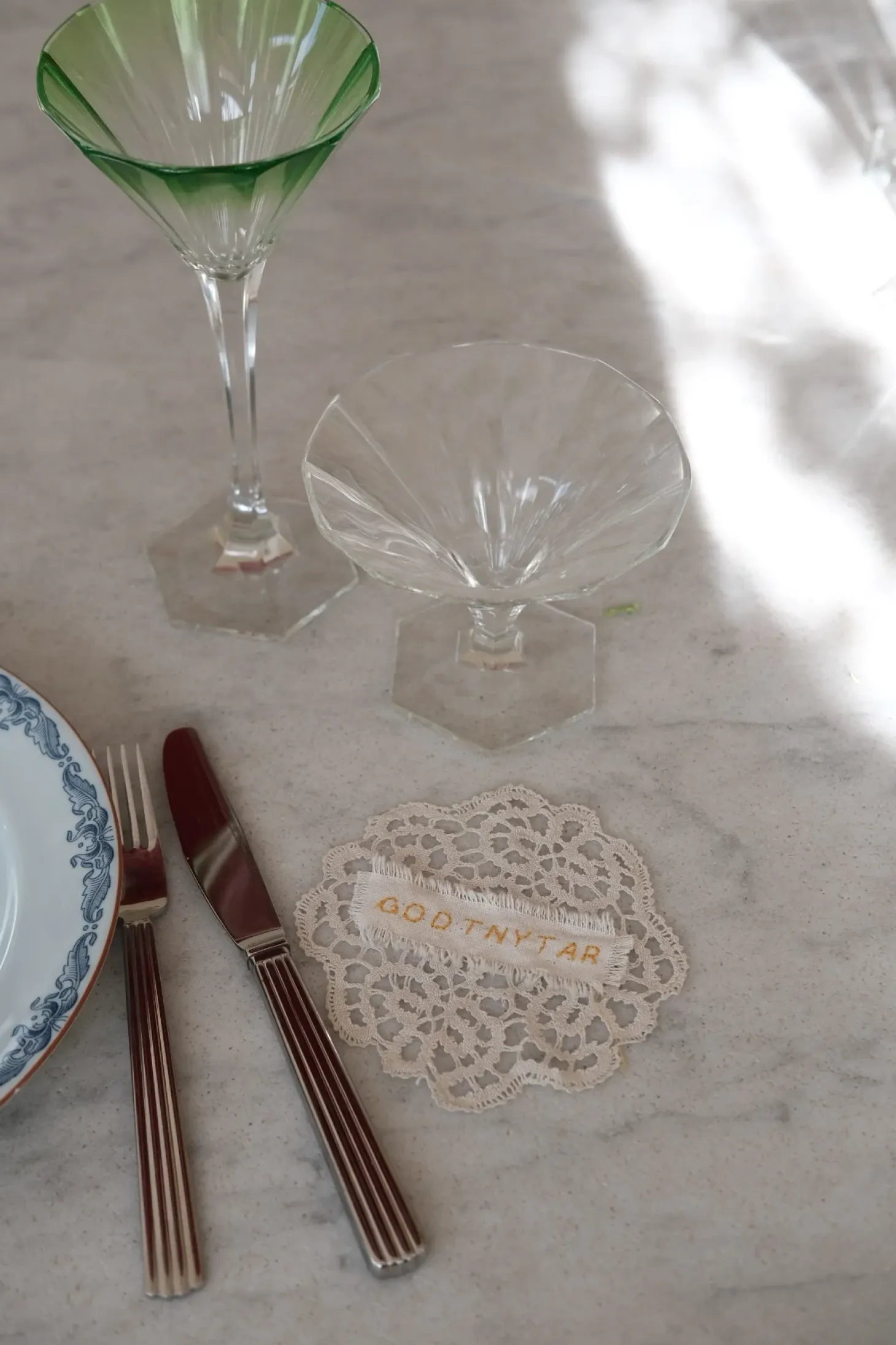 Vintage Vinglas • Krystal • Glas • Grøn