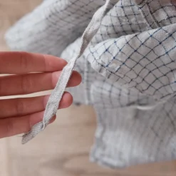 Viskestykke • Hør • Mini Forklæde • Grå med Blå Tern