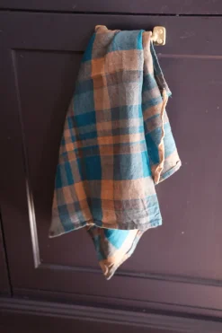 Viskestykke • Hør • Mini Forklæde • Tartan Bleu Paon