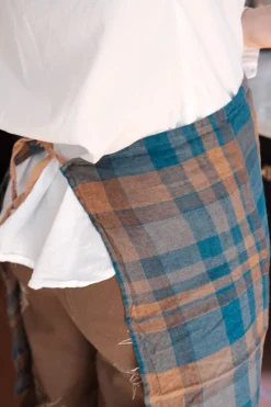 Viskestykke • Hør • Mini Forklæde • Tartan Bleu Paon